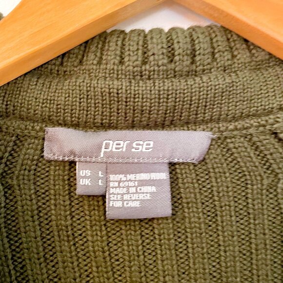 Per Se Women's Wool Ribbed Cardigan Jacket, Size Large - Picture 3 of 4